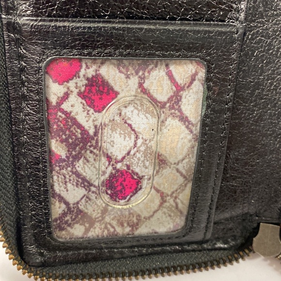 Elliott Lucca Leather Wristlet Wallet Leather Black Braided Zip Around ID Holder - Picture 6 of 9